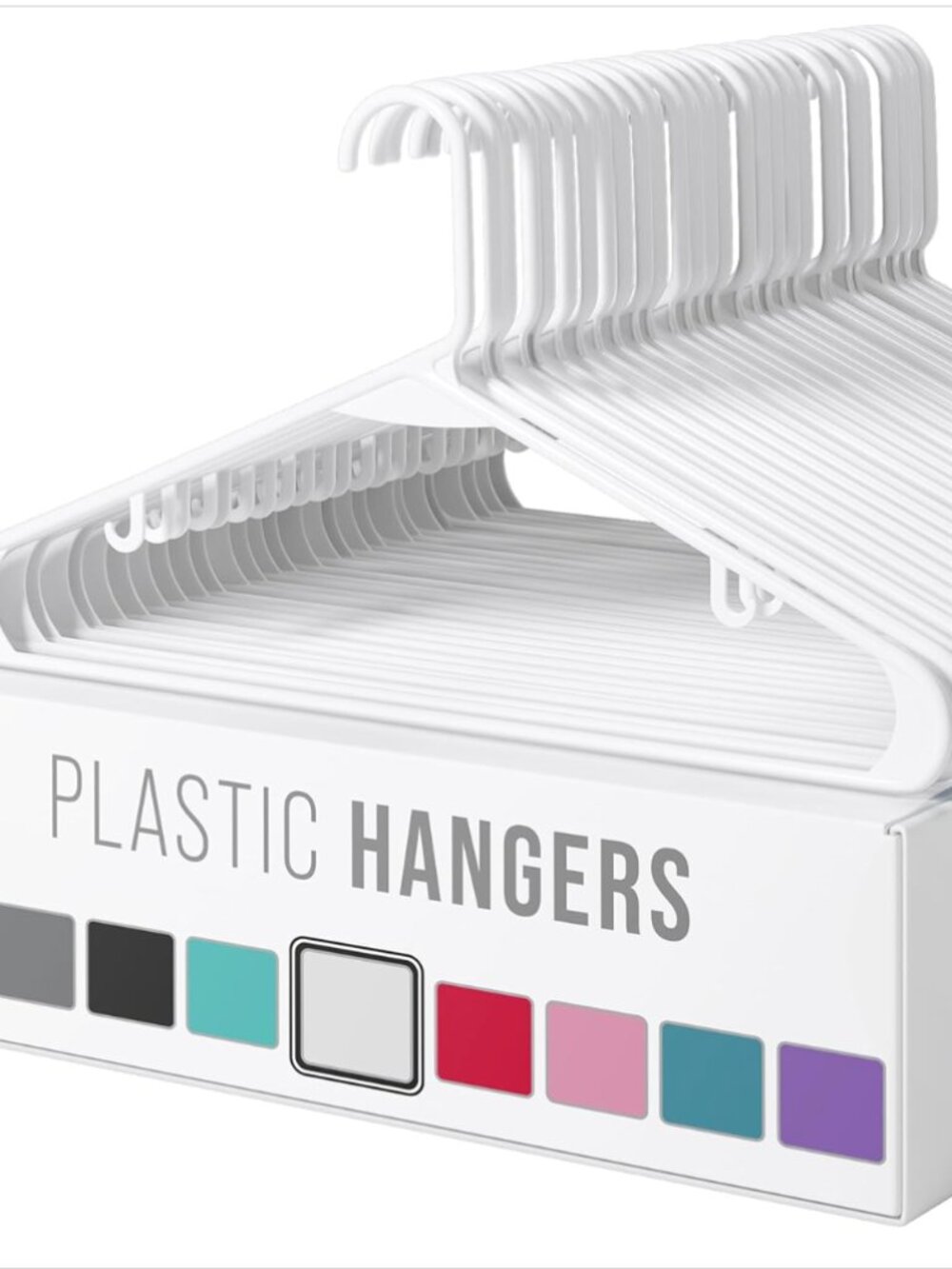 NEATERIZE Thick Heavy Duty Hangers - White Plastic Clothes Hangers 50